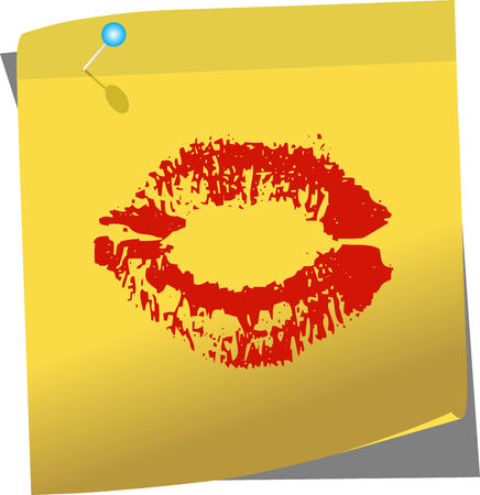 Yellow note with female lipsのイラスト素材