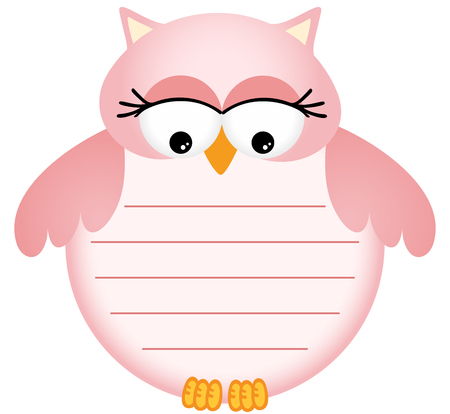 Pink Baby Owl with Labelのイラスト素材