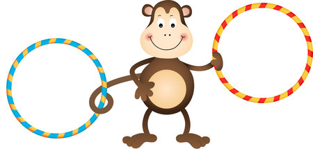 Monkey with Hula Hoopsのイラスト素材