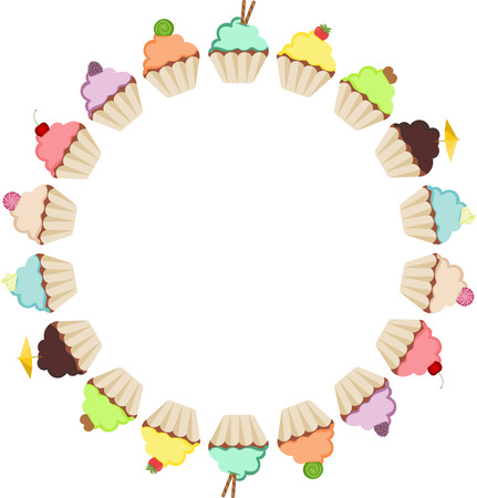 Cupcake Round Frameのイラスト素材