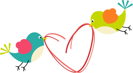 Birds with heart shaped wireのイラスト素材