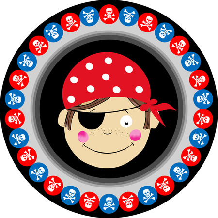Pirate Round Labelのイラスト素材