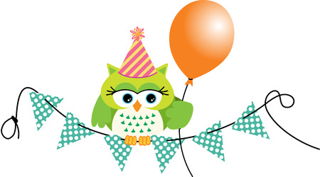 Birthday owl with balloonのイラスト素材