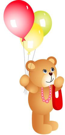 Girl teddy bear with balloonsのイラスト素材