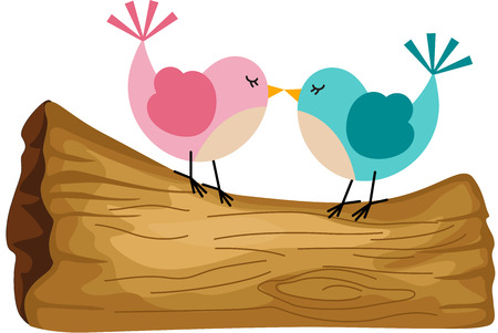 Branch With Love Birdsのイラスト素材