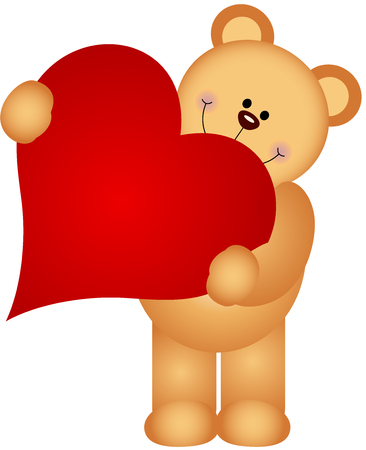 Teddy bear holding a heartのイラスト素材