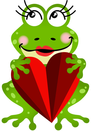 Frog Girl Holding a Heartのイラスト素材
