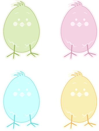 Pastel Easter Chick Labelのイラスト素材