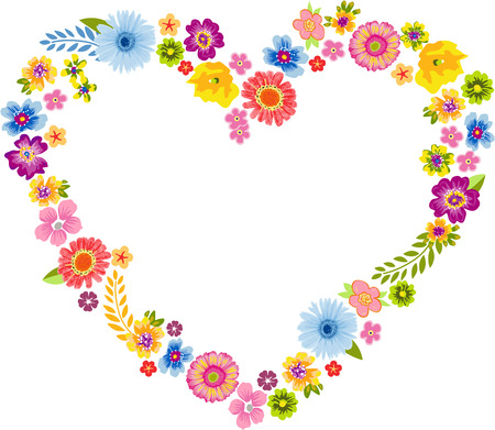 Heart Spring Flower Frameのイラスト素材