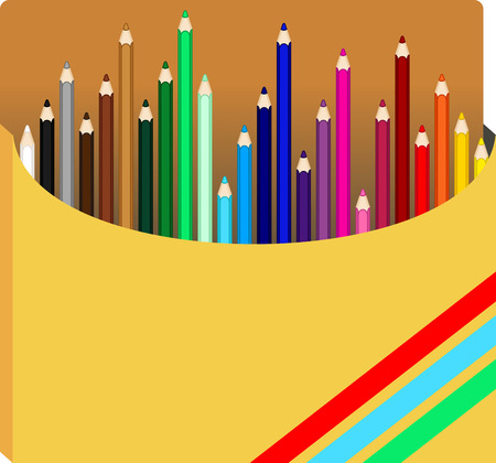 Colored pencils in boxのイラスト素材