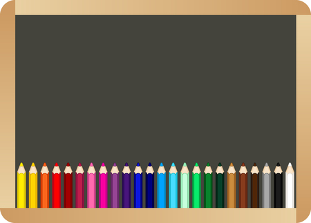 School board with colored pencilsのイラスト素材