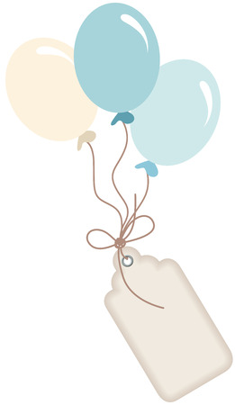 Cute blue balloons with label tagのイラスト素材