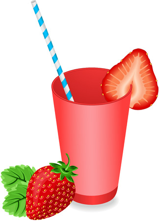 Strawberry Juice Summer Refreshmentのイラスト素材