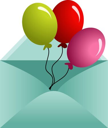 Envelope opened with balloonsのイラスト素材