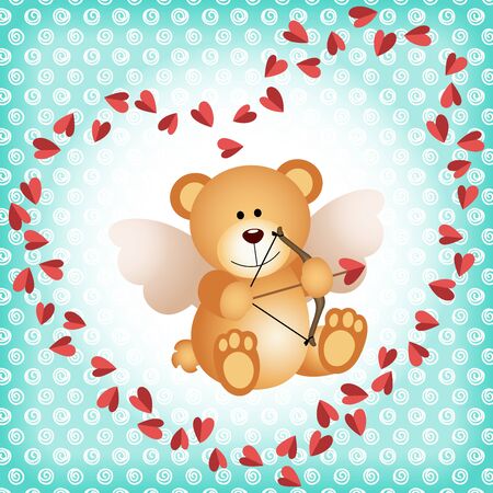Cupid teddy bear on a backgroundのイラスト素材