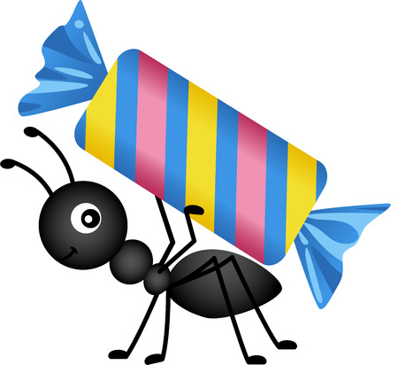 Ant carrying a candyのイラスト素材