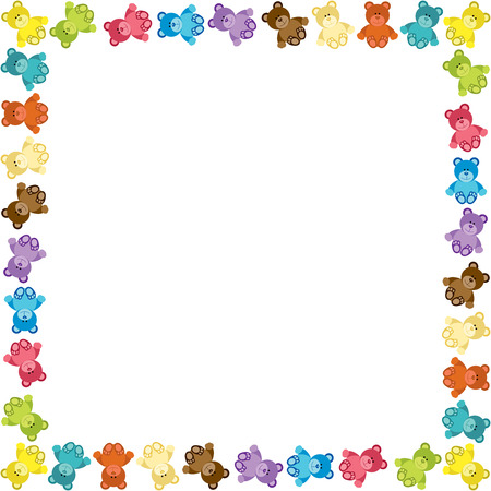 Colored Teddy Bear Frameのイラスト素材