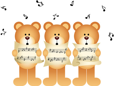 Three teddy bears choir singingのイラスト素材