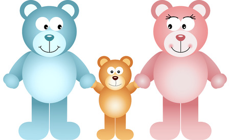 Happy teddy bear familyのイラスト素材