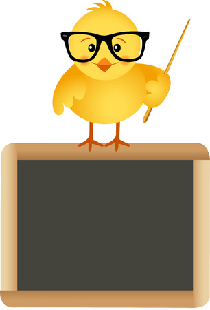 Teacher chick with school boardのイラスト素材