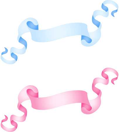 Baby blue and pink ribbon bannersのイラスト素材