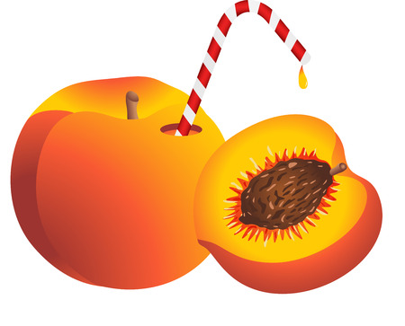 Peach with Strawのイラスト素材