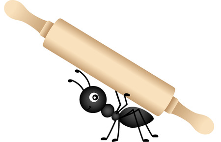 Ant carrying a rolling pinのイラスト素材