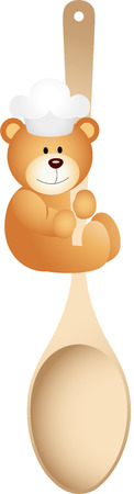 Teddy bear holding wooden spoonのイラスト素材