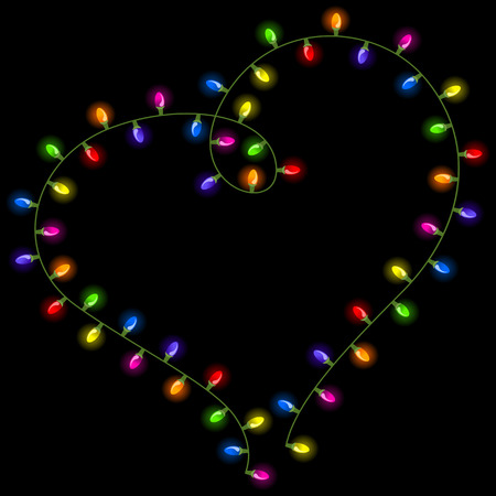 Christmas lights shaped heartのイラスト素材