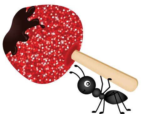 Ant carrying candied appleのイラスト素材