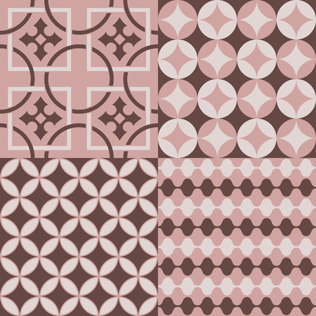 Seamlessly retro patterns pink and brownのイラスト素材