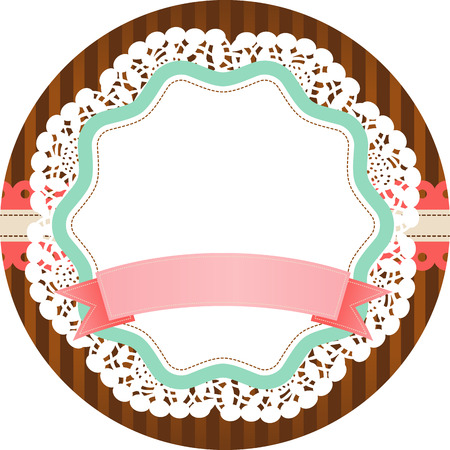Vintage round label with blank bannerのイラスト素材