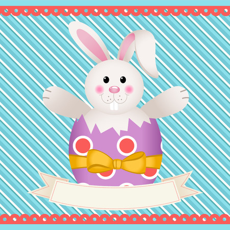 Easter bunny inside egg with bannerのイラスト素材
