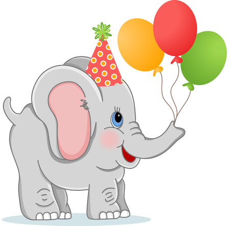 Birthday elephant with balloonsのイラスト素材