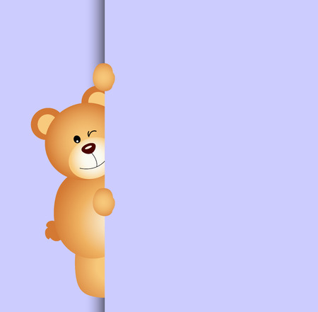 Teddy bear peeking in Octoberのイラスト素材
