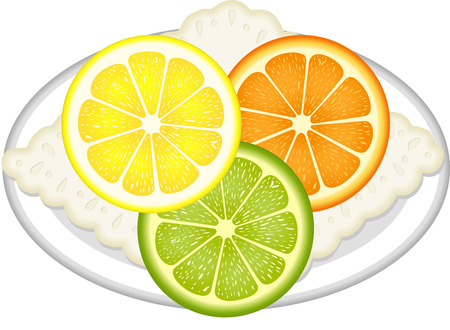 Citrus fruit slices with dishのイラスト素材