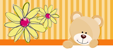 Teddy bear flower bannerのイラスト素材