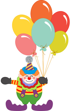 Clown holding balloonsのイラスト素材