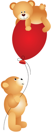 Teddy bears playing with balloonのイラスト素材