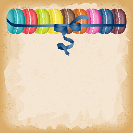 Macaroons tied with blue ribbon backgroundのイラスト素材