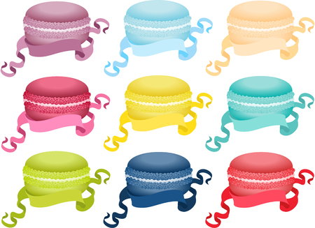 Set macaroon with ribbonのイラスト素材