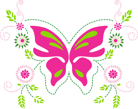 Butterfly floral ornamentのイラスト素材