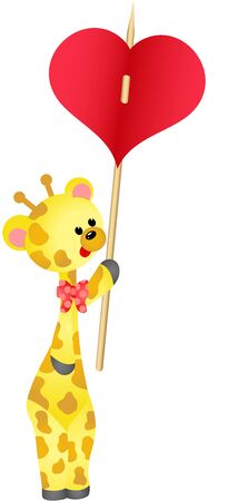 Cute giraffe carries heartのイラスト素材