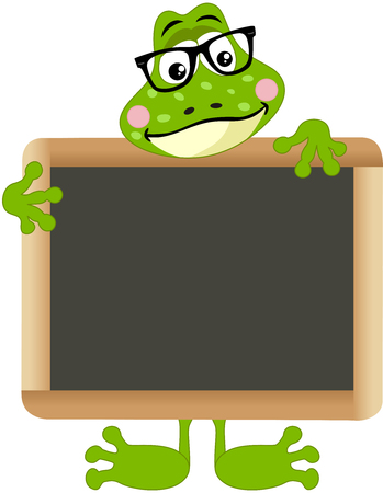 Frog teacher with school boardのイラスト素材