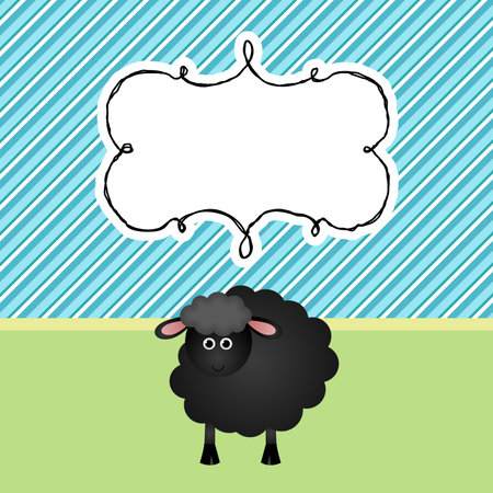 Greeting card with black sheepのイラスト素材