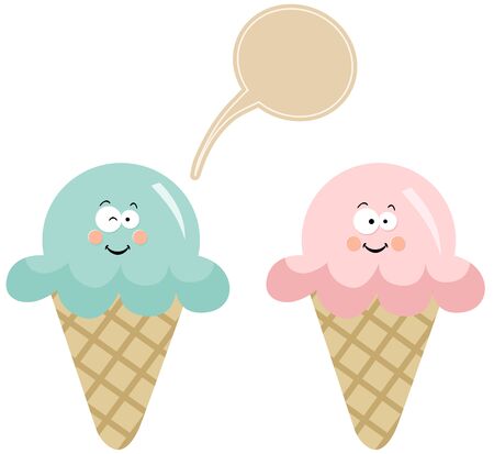 Couple ice cream with speech balloonのイラスト素材