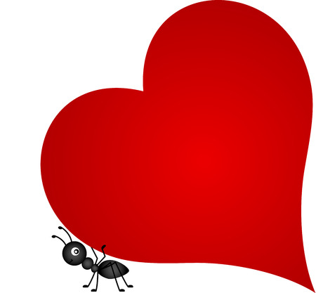 Ant carrying red heartのイラスト素材