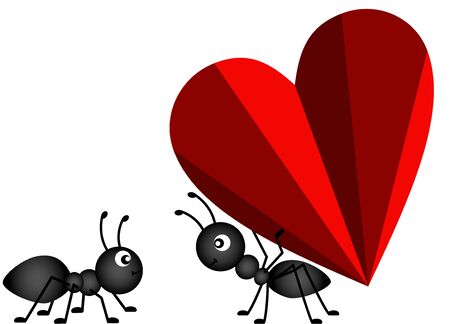 Ant Gives a heart to a friendのイラスト素材