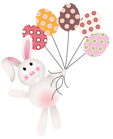Bunny flying with Easter eggsのイラスト素材