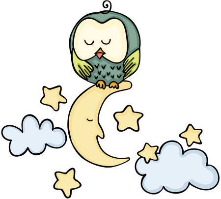 Owl on the moonのイラスト素材